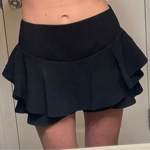 Zara Black Ruffle Mini Skirt Skort With Built In Shorts